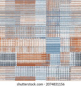 Artistic  tartan plaid seamless edging border. Modern gingham checker trim background. Woven line, lines, craft collage masculine tweed effect ribbon banner, area rug, scarf, curtain, duvet cover
