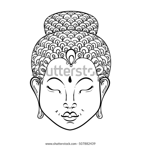 Artistically Portrait Buddha Ornamental Adult Coloring Stock