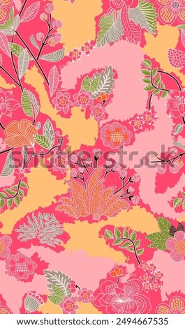 Artistry Vector Multicolored Garden Sharp Solid Colors Seamless Pattern Design