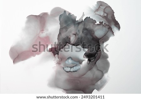 Artwork using alcohol ink, the composition is intentionally ambiguous, hinting at a skull that appears to be disintegrating. Concept mortality, identity, psychology, personality.