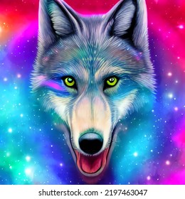 Artwork Wolf in rainbow colors