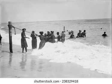 Asbury Park, African Americans swimming at Asbury Park beach, New Jersey, July 19, 1908.