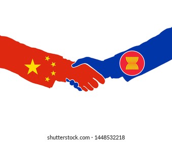 Asean China Silhouette, Friendship, Deal, Diplomatic, Agreement, Handshake, Partnership, Business, Contract, Cooperation