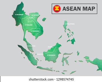 Asean Map Polygon, 3d Map, Thailand Map, Association Of Southeast Asian Nations, ASEAN Logo.