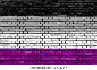 Asexual Flag Painted On Brick Wall