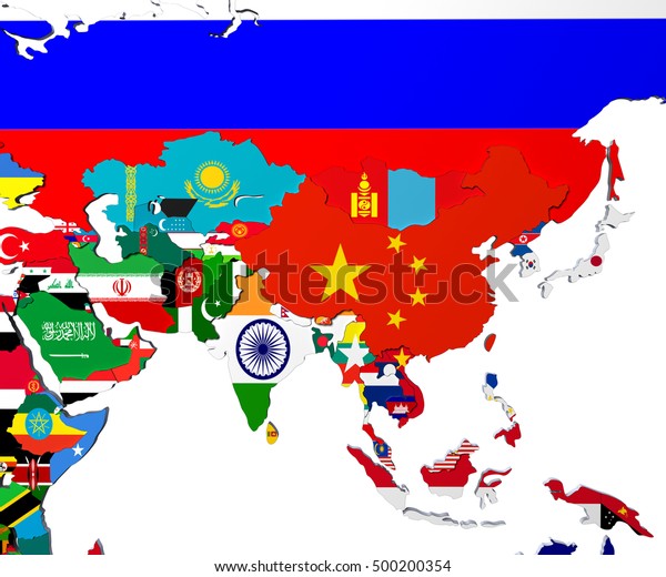 Asia Map Highly Detailed 3d Illustration Stock Illustration 500200354