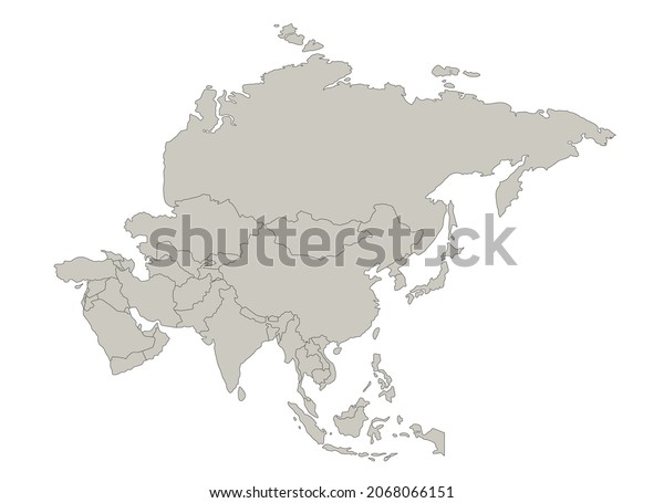 Asia Map Individual States Blank Template Stock Illustration 2068066151 ...