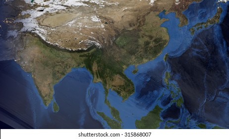 Real Map Of Asia Asian Map Space View Elements This Stock Illustration 315868007 |  Shutterstock