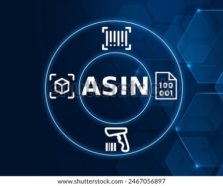 ASIN barcode. Standard Identification Number is a ten digit alphanumeric code that identifies products