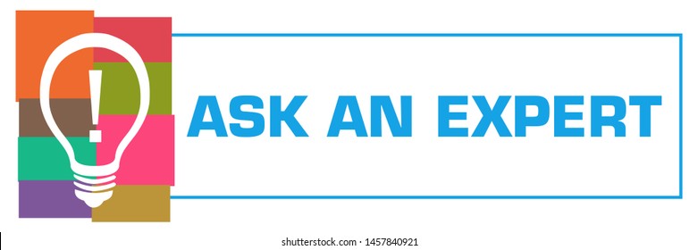 Ask an expert text written over blue colorful background.