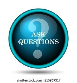 Ask questions icon. Internet button on white background. 
