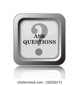 Ask questions icon. Internet button on white background.