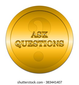 Ask questions icon. Internet button on white background. 