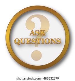 Ask questions icon. Internet button on white background.