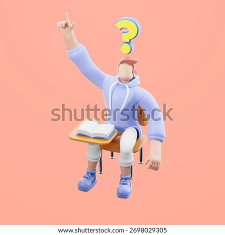 Asking a question in class. 3d illustration