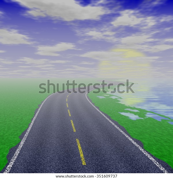 Asphalt road\
texture,yellow and white line on road. Open road highway with blue\
sky with an asphalt street. Road leading to the sun, the concept of\
the path to\
happiness