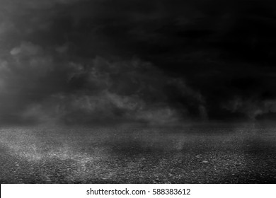 Asphalt Texture Background With Smoke