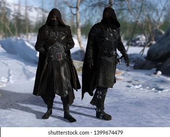 Assassins in the Snow 3D Illustration
