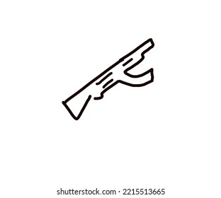 Assault Rifle Type Firearm Sketch Drawing