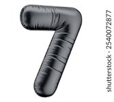 Asset 3D Number 7 Black Balloon Black Friday Birthday Isolated Background