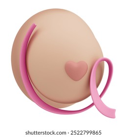 Asset 3D realistic pink ribbon with breast for breast cancer awareness campaign October Pink - Powered by Shutterstock