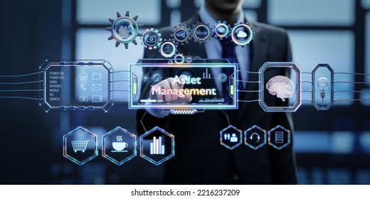 Asset Management Concept With Smart Analysis User Interface Gear Device. 3d Illustration And Rendering