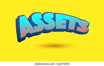 Assets Text for Title or Headline. In 3D Fancy Fun and Futuristic style