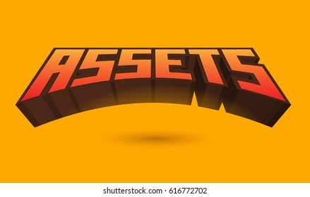 Assets Text for Title or Headline. In 3D Fancy Fun and Futuristic style
