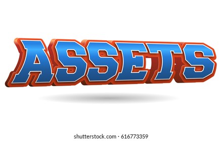 Assets Text for Title or Headline. In 3D Fancy Fun and Futuristic style
