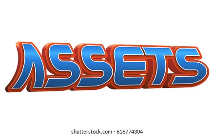 Assets Text for Title or Headline. In 3D Fancy Fun and Futuristic style