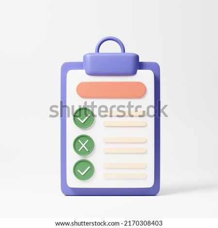 Assignment icon. Clipboard, checklist, document symbol. Business, education concept. 3d rendering illustration.