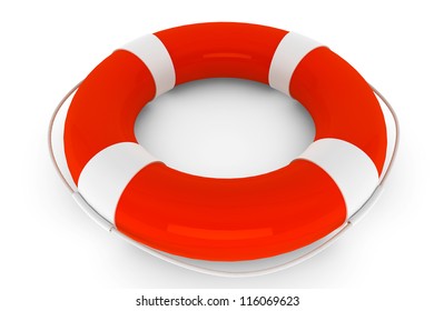 Assistance Concept. Life Buoy On A White Background