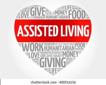 Assisted Living Word Cloud, Heart Concept