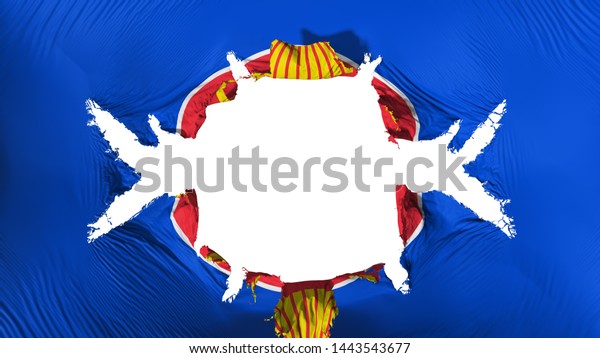 Association of South East Asian Nations flag\
with a big hole, white background, 3d\
rendering
