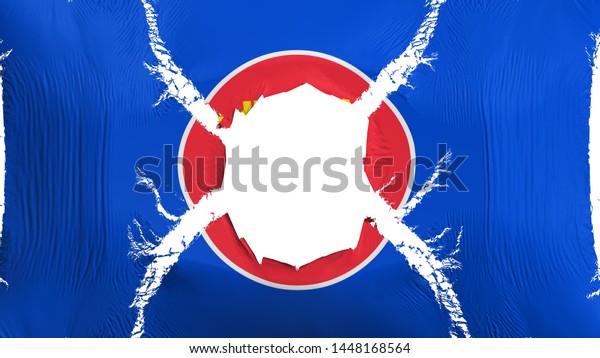 Association of South East Asian Nations flag\
with a hole, white background, 3d\
rendering