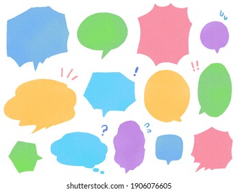 Assorted cute hand-painted speech bubbles colorful