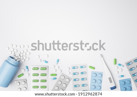 Similar – Image, Stock Photo Assorted pharmaceutical medicine pills, tablets and capsules