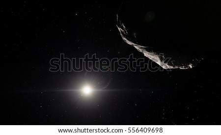 Asteroid in asteroid belt (Elements of this image furnished by NASA)