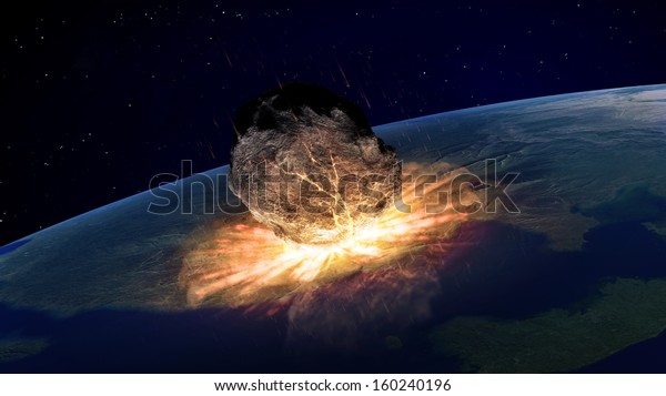 Asteroid falling on Earth\
illustration
