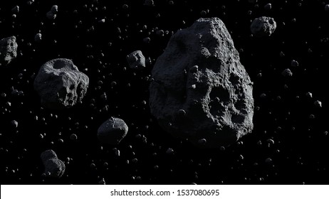 Asteroid Field (3d Space Illustration)