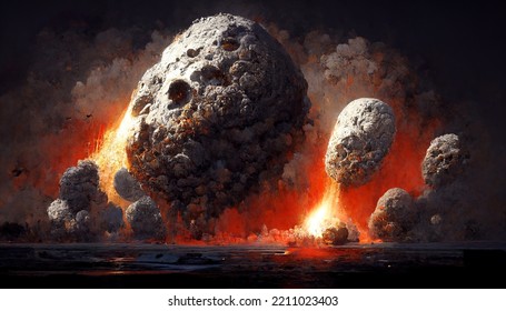 asteroid impact and space explosion