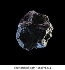 Asteroid Rock Isolated Black Background 3d Illustration
