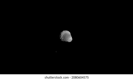 Asteroids Of The Solar System.  Ida And Dactyl.  Ida Is A Small Main-belt Asteroid That Belongs To The Koronid Family.  Later Observations Identified Ida As An S-class Asteroid. Realistic 3d Render