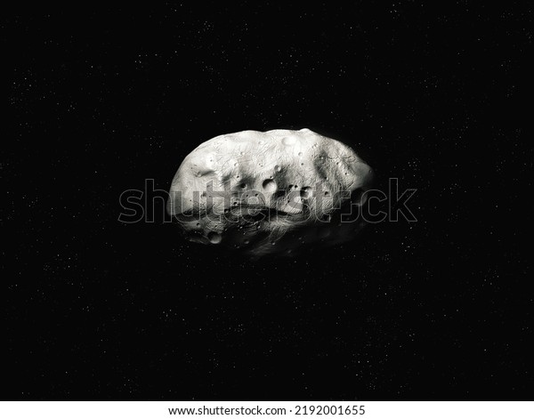 Asteroids in space.\
The surface of asteroids is covered with craters. Dangerous space\
rock 3d\
illustration.