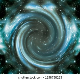 Astral Deep Space Background With Shining Stars, Nebula And Spacetime Curvature Effect.