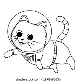 Astro Cat Line Art Illustration 