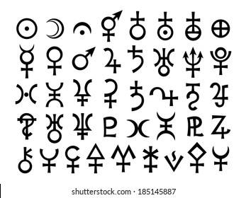 Astrological Signs Planets Astrology Symbols Set Stock Vector (Royalty ...