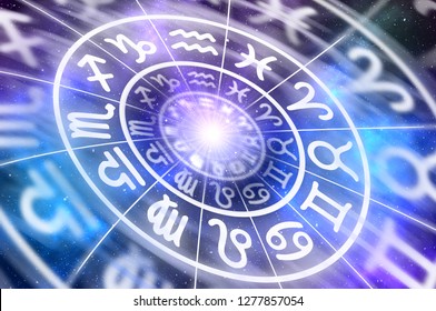 Astrological Zodiac Signs Inside Horoscope Circle Stock Illustration ...