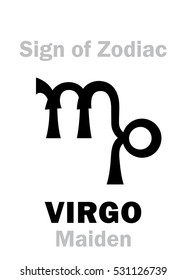Astrology Alphabet Sign Zodiac Virgo Maiden Stock Vector (Royalty Free ...