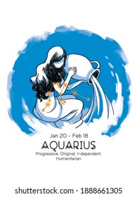 Astrology Zodiac Sign Aquarius Water Horoscope Stock Illustration